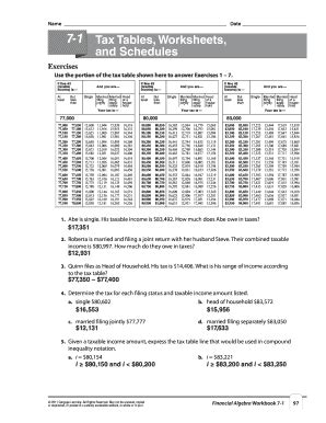 Reading Tax Tables Worksheet Answers Fill Online Printable Fillable