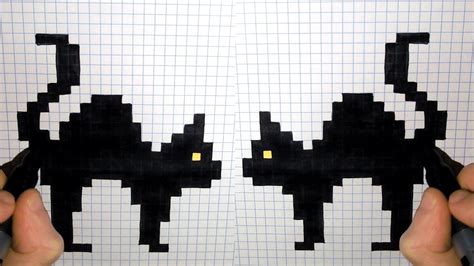 Halloween Pixel Art How To Draw Black Cats Pixelart Youtube