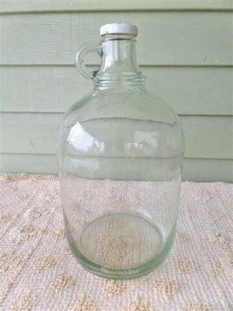 Vintage Large Glass One Gallon Duraglas Jug With Finger Etsy