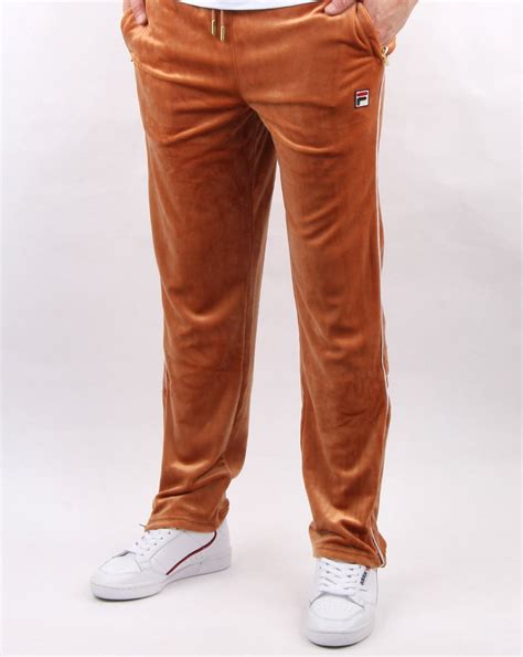 Fila Vintage Velour Track Pants Burnt Orange 80s Casual Classics