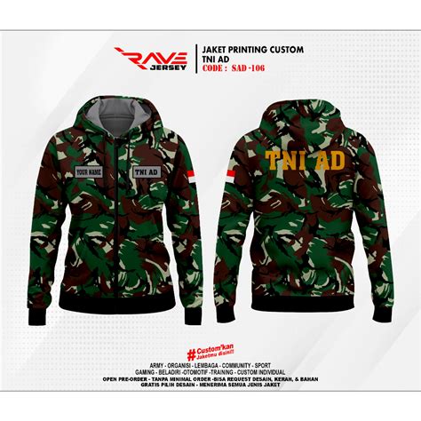 Jual Jaket Tni Ad Sesi 2 Full Printing Sublim Custom Desain Suka Suka