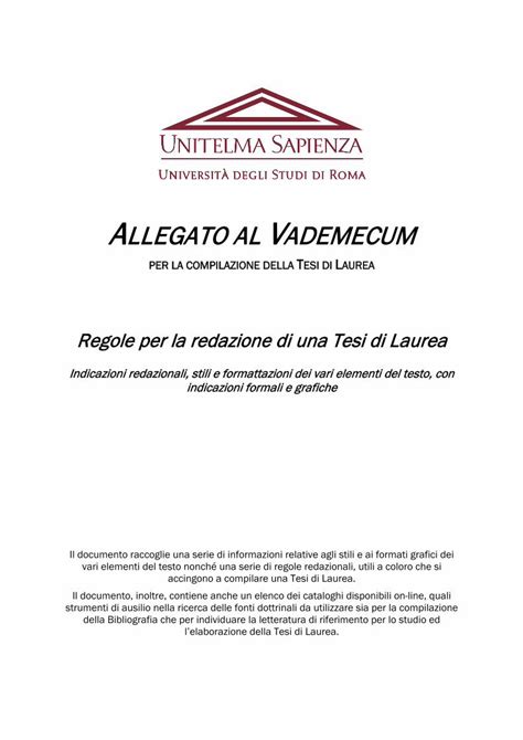 PDF PER LA COMPILAZIONE DELLA TESI DI LAUREA Regole Per La