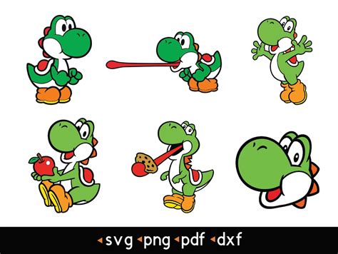 6 Pcs Layered Yoshi Pack Svg Png Pdf Dxf Etsy