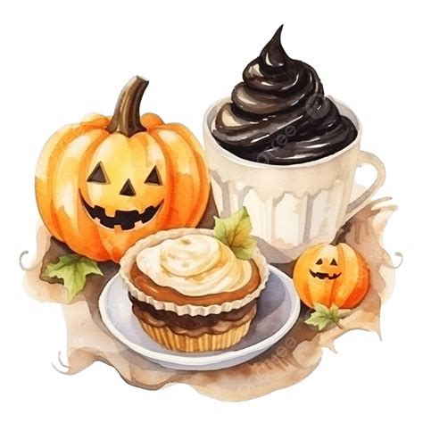 Postre De Halloween Acuarela Png Dibujos Víspera De Todos Los Santos Feliz Halloween Acuarela