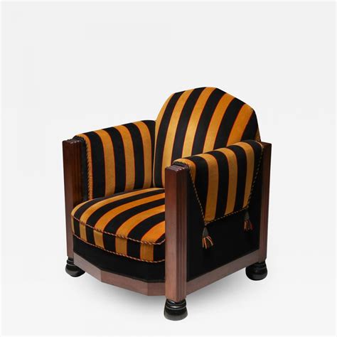 Amsterdam School Yellow And Black Velvet Art Deco Club Chair 1930s