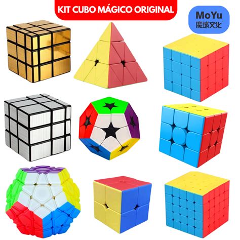 Kit Cubo Mágico Profissional Original Moyu Lubrificado 2x2 3x3 4x4 5x5