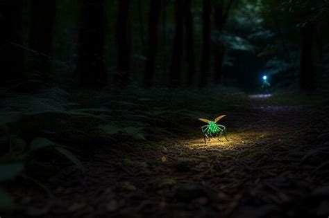 Premium Photo | Fireflies glowing in the forest at night