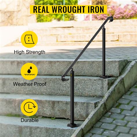 Vevor Wrought Iron Handrail Fit Or Steps Outdoor Stair Railing