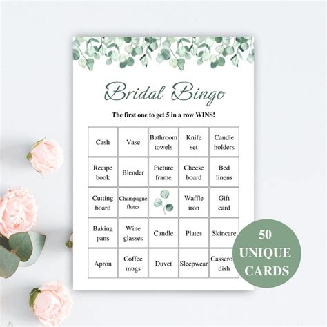 Printable Bridal Shower Bingo Cards Prefilled Bridal Bingo Etsy