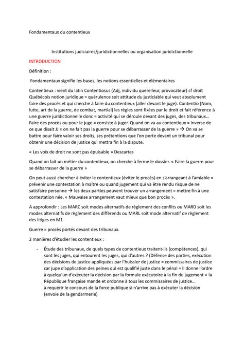 Fondamentaux Du Contentieux Fondamentaux Du Contentieux Institutions