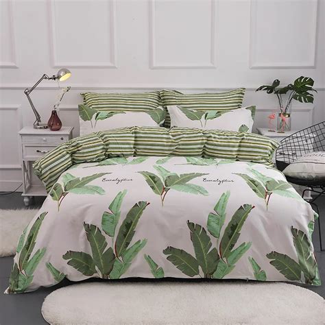 Tropical Plants Printed Duvet Cover Set Ab Side 100 Cotton Bedding Set