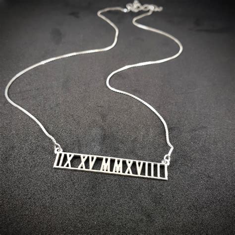 Roman Numeral Necklace Sterling Silver 925 Birthday Date - Etsy