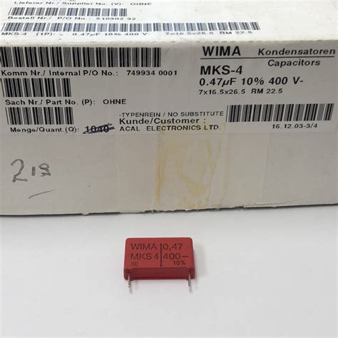 Mks Wima Capacitor Uf V X Pc Langrex