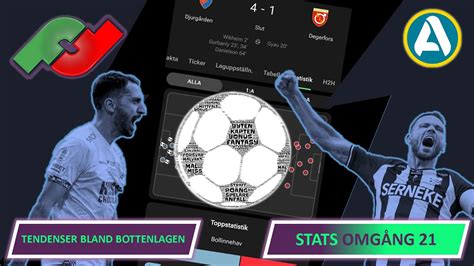 STATS OMG 21 TENDENSER I BOTTENLAGEN omgångens matcherna statistik