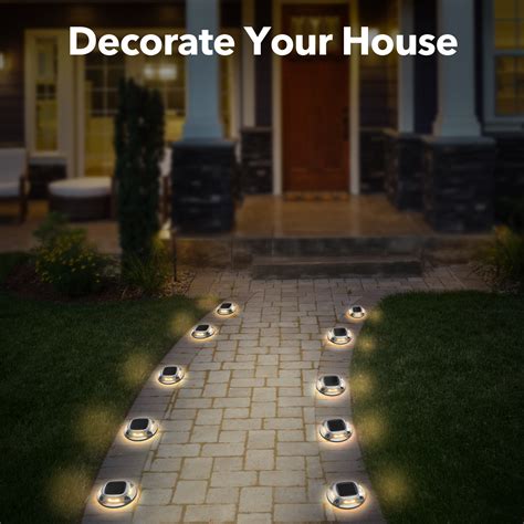 Solar Driveway Lights Outdoor, AGPTEK Solar Deck Lights 2 Color Modes Dock Lights Waterproof ...