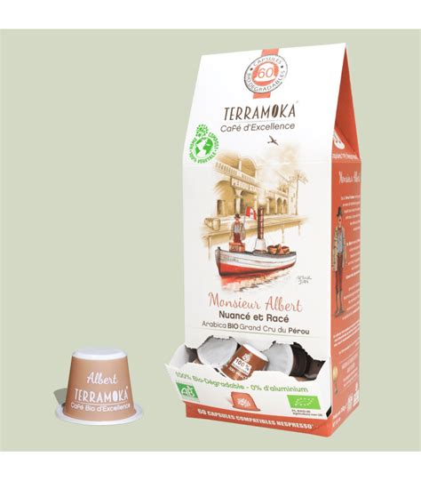 TERRAMOKA 60 Capsules Home Compostables Nespresso en Café Bio Pérou