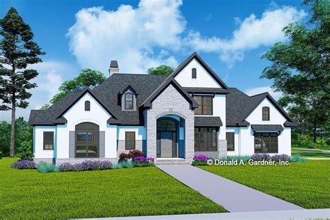 Plan 444054GDN Two Story European Home Plan With Stone And Stucco