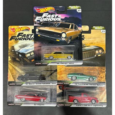 Hot Wheels Fast Furious Motor City Muscle Set Of 5 66 Chevy Nova 87 Buick Ford F 150 SVT