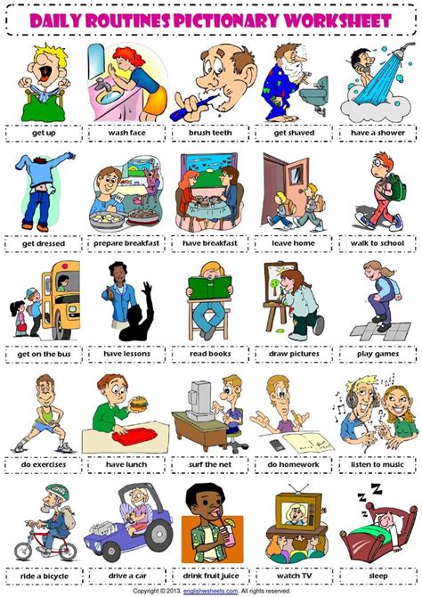 Worksheet De Rutinas Diarias En Ingles Actividades Diarias O