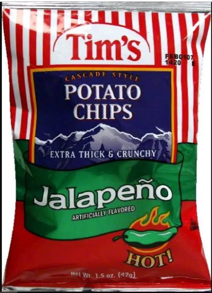 6 X Tims Cascade Style Potato Chips Jalapeno Seasoned Individual 15