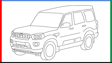 How To Draw Mahindra Scorpio Step By Step For Beginners YouTube