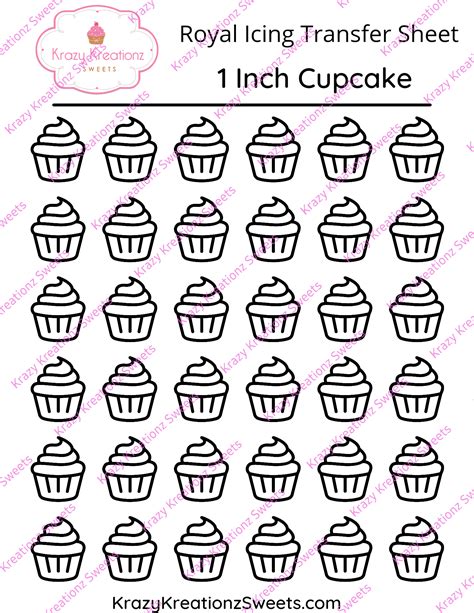 Inch Cupcake Icing Transfer Sheet Royal Icing Transfers Royal