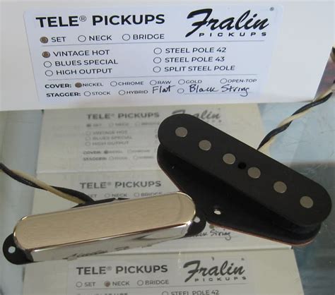 Lindy Fralin Vintage Hot Telecaster Pickups Set Flat Poles Reverb