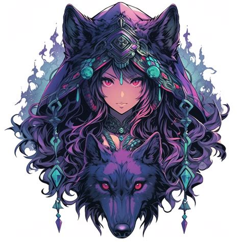 Premium Photo | Anime girl with wolf head and purple hair generative ai