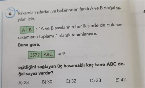 4 Rakamları Sıfırdan Ve Birbirinden Farklı A Lise Matematik Kunduz