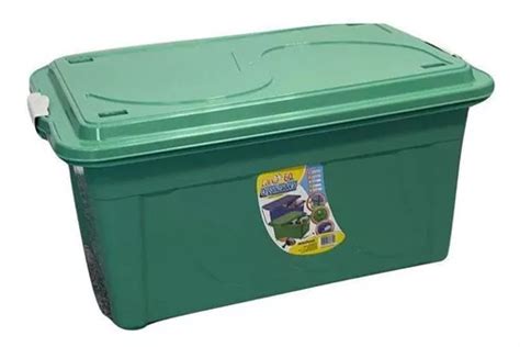 Set De 6 Cajas Organizadoras De 60 Litros Con Tapa Verde Claro