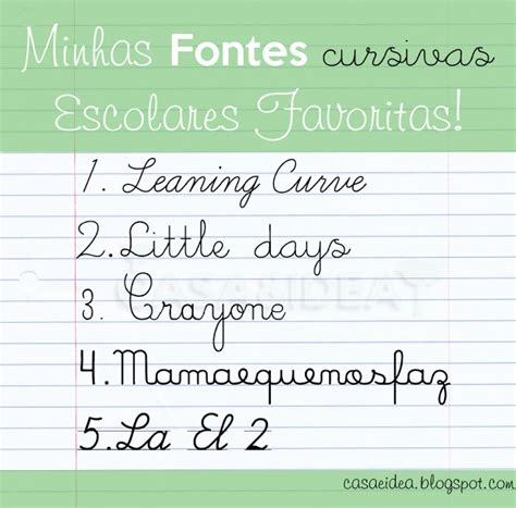 Baixar Fontes Divertidas Cursivas Infantis - CASA: Fontes Cursivas para uso escolar - Minhas favoritas! ;) | Fonte ...