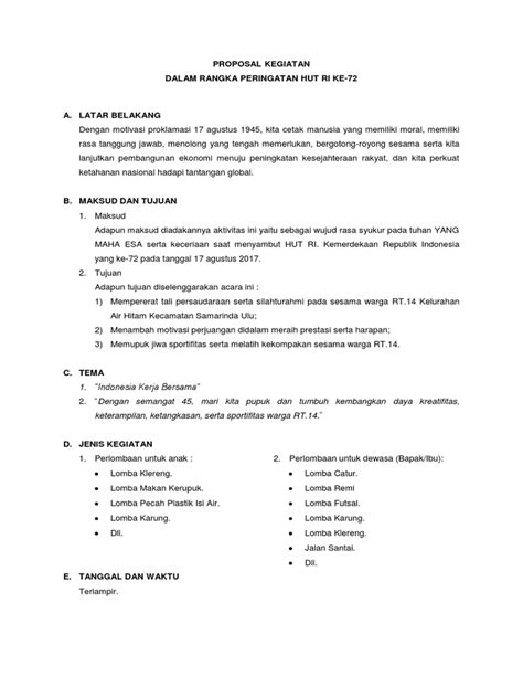 Contoh Proposal Kegiatan Hut Ri Rt14 Pdf