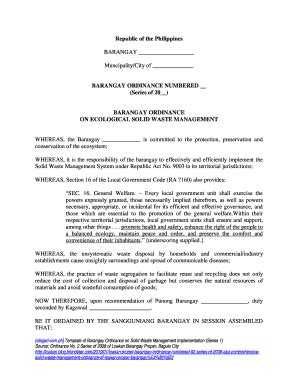 Barangay Ordinance Examples Complete With Ease Airslate Signnow