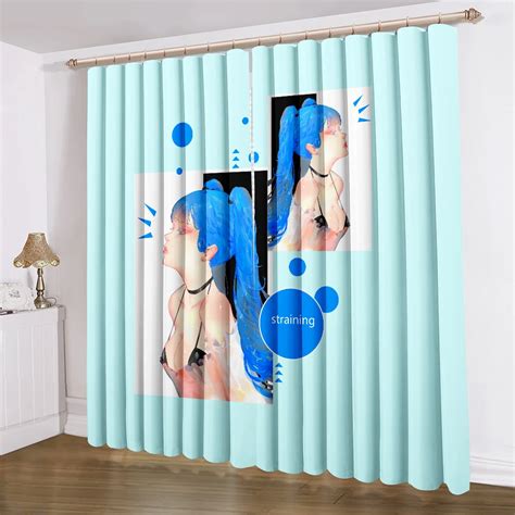 Sexy Curtains 3d Print Curtain Blue Hair Girl Bathroom Curtain For Bedroom Curtain For Living