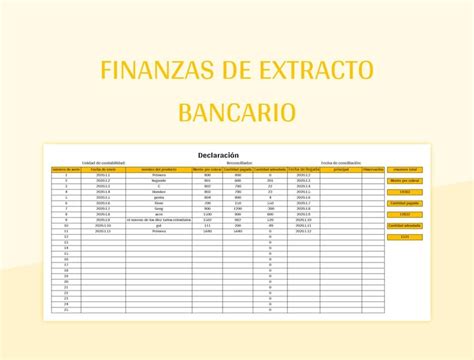 Plantilla De Formato Excel Finanzas De Extracto Bancario Y Hoja De