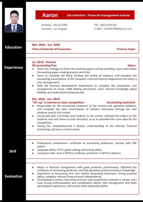 WORD Of Red Finace Resume Docx WPS Free Templates