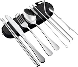 Pieces Travel Utensils With Case Portable Travel Cutlery Set Reusable