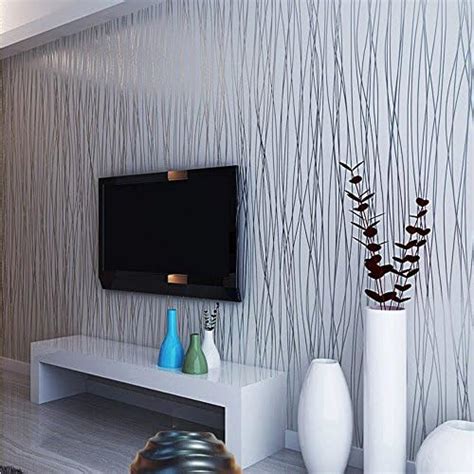 QIHANG Non Woven Classic Flocking Plain Stripe Modern Fashion Wallpaper