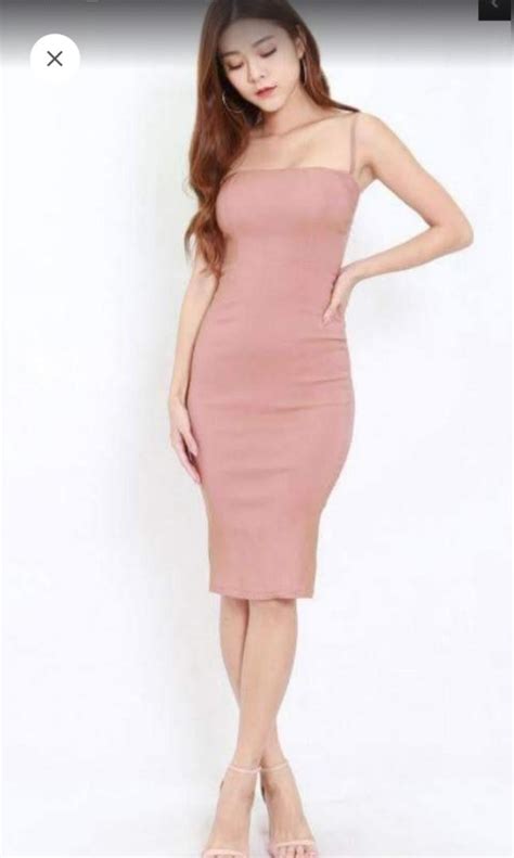 Classic Midi Spag Dress Tan Nude Women S Fashion Dresses Sets