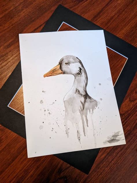 Gray Nordic Goose Original Watercolor Painting Etsy