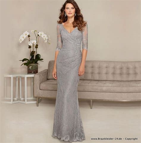 Neuheiten 2023 Fit And Flare Brautmutterkleid Elegant In Silber Mit