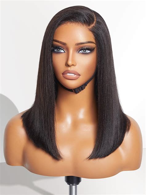 Luvme Hair 14 Inch Light Yaki Straight Bob Wig Human Hair Undetectable Hd Lace