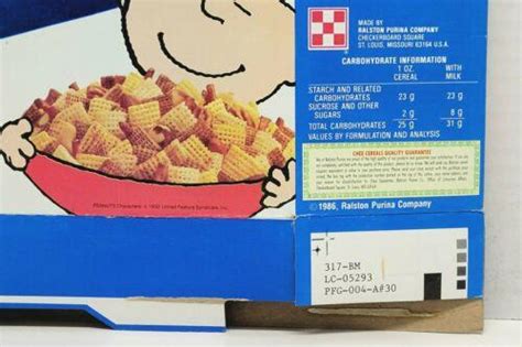 1989 Ralston Rice Chex Cereal Box Vintage Peanuts Snoopy Charlie Brown