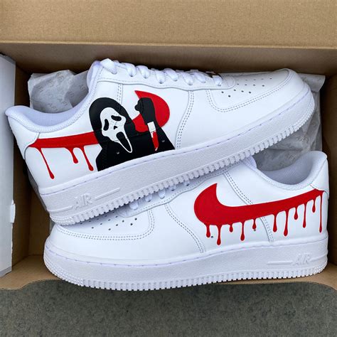 Nike Air Force Ghostface Custom Sneakers Hand Painted Etsy