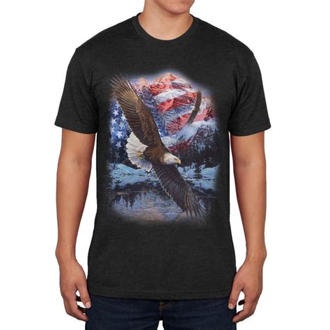 4th Of July American Flag Bald Eagle Mens Soft T Shirt Old Glory