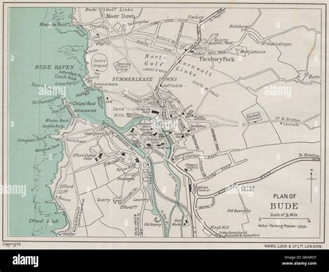 bude vintage towncity plan cornwall ward lock  vintage map stock photo alamy