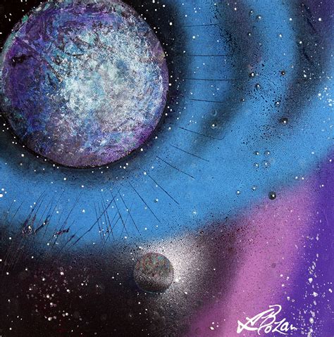 Cosmic Moon Spray Paint On Canvas In Celestial Themes