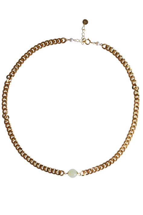 Charlotte — Green Jade Gold Chain Necklace Seree