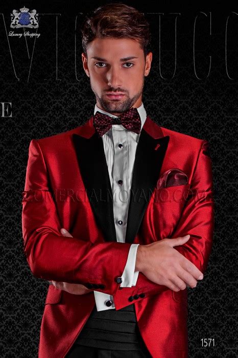 Tuxedo Red Shantung With Satin Lapels Mario Moreno Moyano