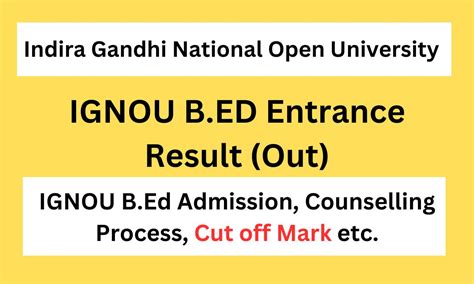 IGNOU BEd Entrance Result 2024 Announced Check Score